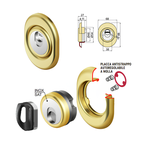 Kit aggiornamento di sicurezza porta blindata a cilindro europeo per Dierre con Cilindro Tokoz Pro400 - immagine 6