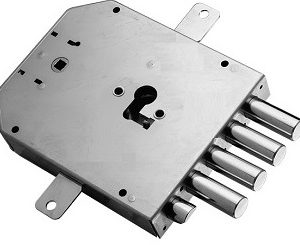 Serratura porta blindata a cilindro europeo Mottura art. 555 4 perni 25 quadro maniglia laterale