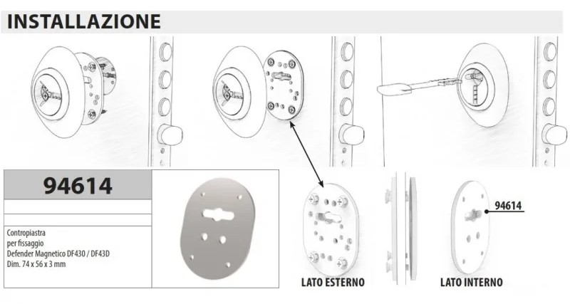 DEFENDER MAGNETICO MOTTURA PER SERRATURA DOPPIA MAPPA DF43 - immagine 2