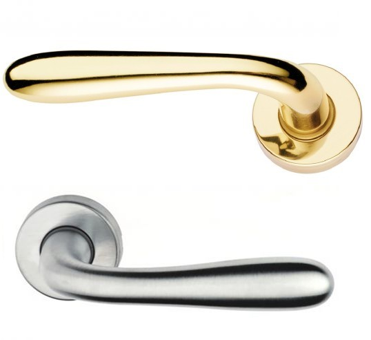 Maniglia per Porte Blindate Ottone basetta tonda