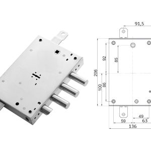 Serratura Compatibile Mottura Doppia Mappa Porte Blindate 3 catecacci + scrocco 5 chiavi