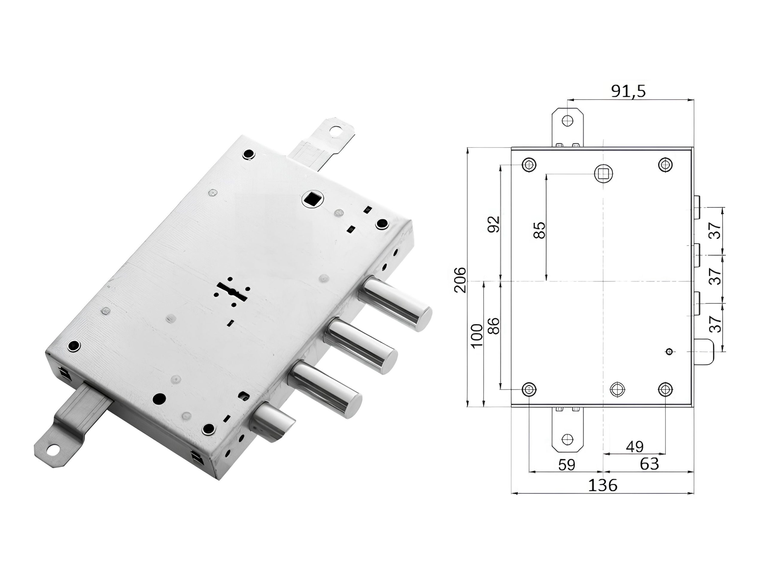 Serratura Compatibile Mottura Doppia Mappa Porte Blindate 3 catecacci + scrocco 5 chiavi