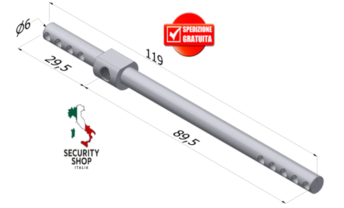 Steel bar cilindro EvoK TOP INOX ø6xl.120-31/36/41-91/96/101mm