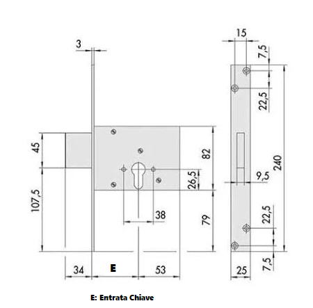 Serratura Cisa 56013 Profilo Europeo - immagine 2